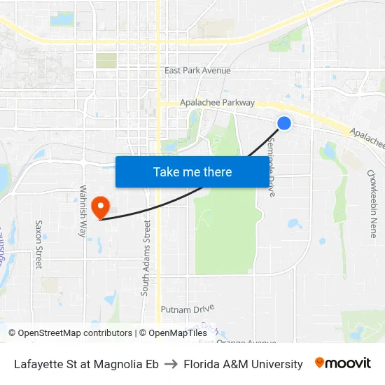 Lafayette St at Magnolia Eb to Florida A&M University map