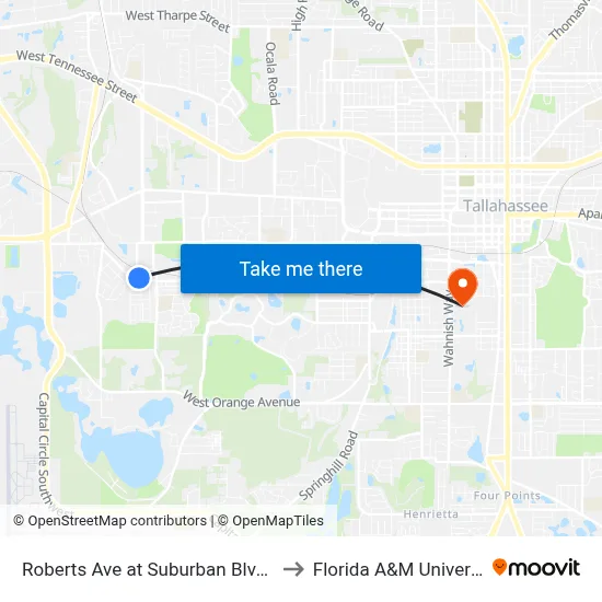 Roberts Ave at Suburban Blvd Wb to Florida A&M University map