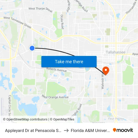 Appleyard Dr at Pensacola St Sb to Florida A&M University map