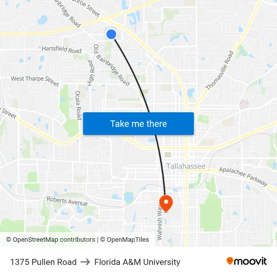 1375 Pullen Road to Florida A&M University map