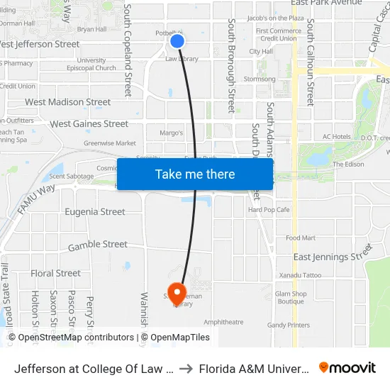 Jefferson at College Of Law Wb to Florida A&M University map