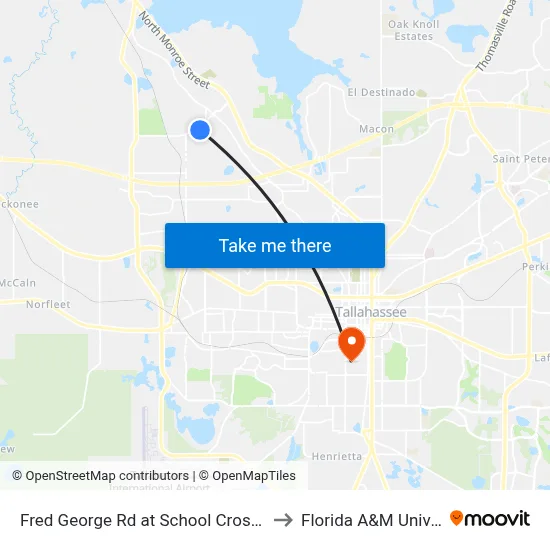 Fred George Rd at School Crosswalk Sb to Florida A&M University map