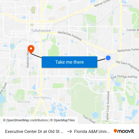 Executive Center Dr at Old St Aug Sb to Florida A&M University map