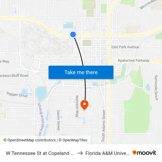 W Tennessee St at Copeland St Wb to Florida A&M University map
