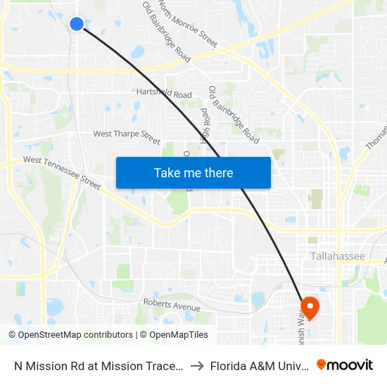 N Mission Rd at Mission Trace Blvd Sb to Florida A&M University map