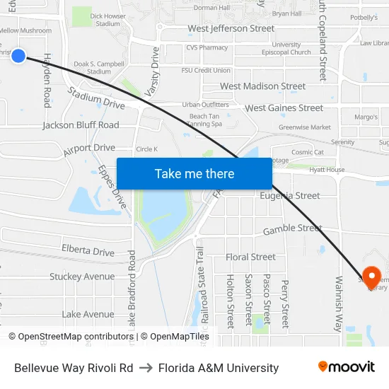 Bellevue Way Rivoli Rd to Florida A&M University map