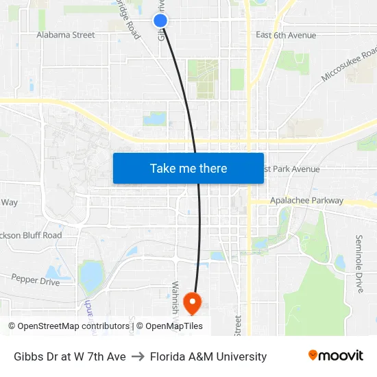 Gibbs Dr at W 7th Ave to Florida A&M University map