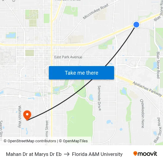 Mahan Dr at Marys Dr Eb to Florida A&M University map