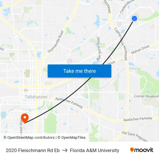 2020 Fleischmann Rd Eb to Florida A&M University map