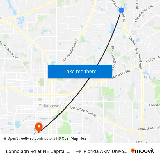 Lonnbladh Rd at NE Capital Cir Nb to Florida A&M University map