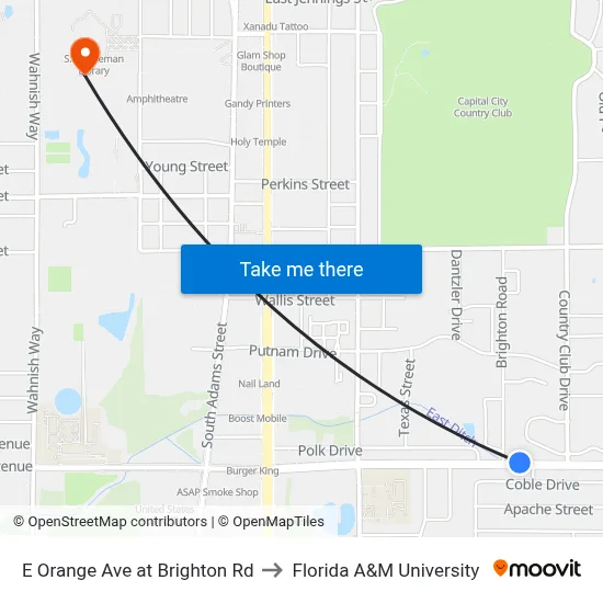 E Orange Ave at Brighton Rd to Florida A&M University map