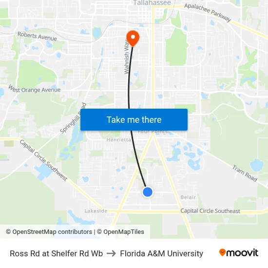 Ross Rd at Shelfer Rd Wb to Florida A&M University map