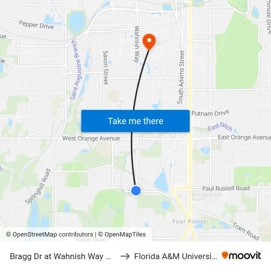 Bragg Dr at Wahnish Way Wb to Florida A&M University map