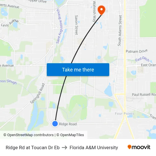 Ridge Rd at Toucan Dr Eb to Florida A&M University map
