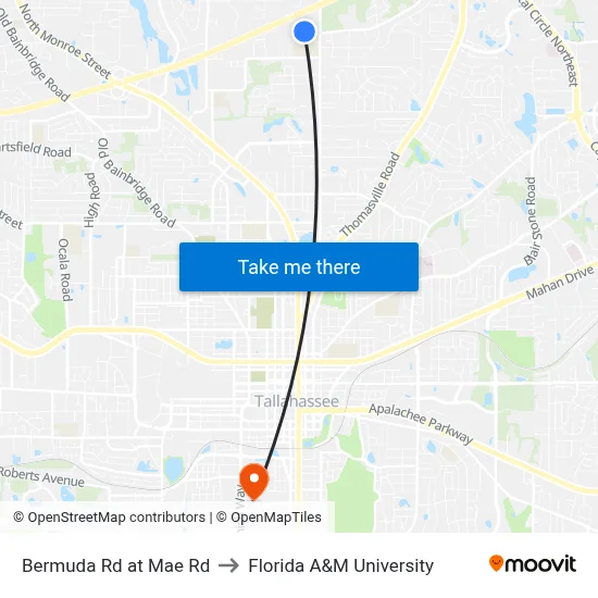 Bermuda Rd at Mae Rd to Florida A&M University map