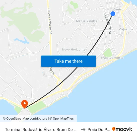 Terminal Rodoviário Álvaro Brum De Azevedo (Macaé) to Praia Do Pecado map