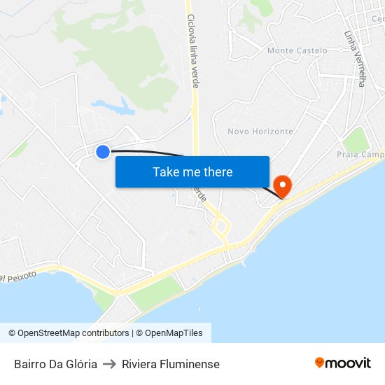 Bairro Da Glória to Riviera Fluminense map