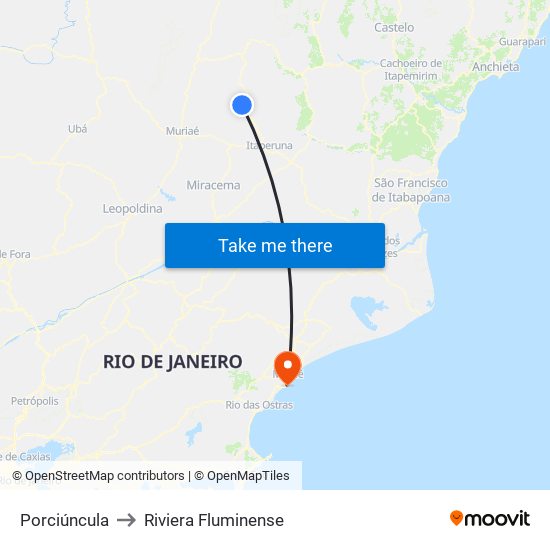 Porciúncula to Riviera Fluminense map