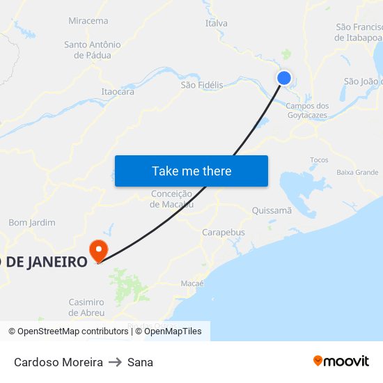 Cardoso Moreira to Sana map