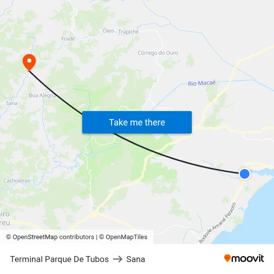 Terminal Parque De Tubos to Sana map