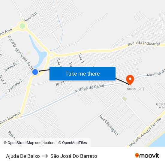 Ajuda De Baixo to São José Do Barreto map