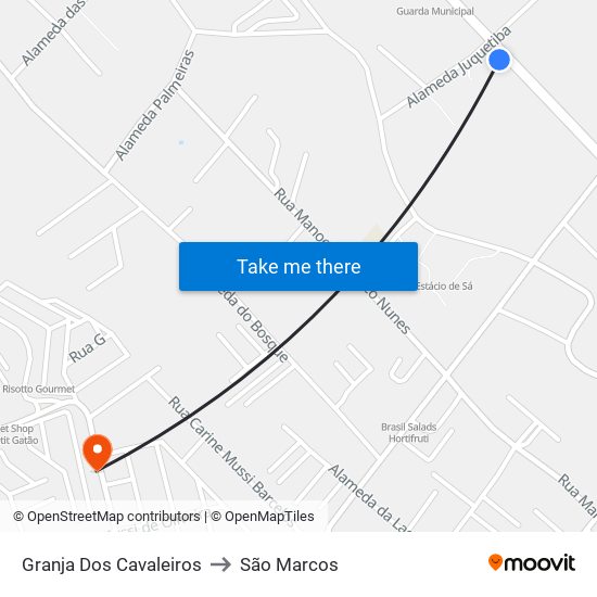 Granja Dos Cavaleiros to São Marcos map