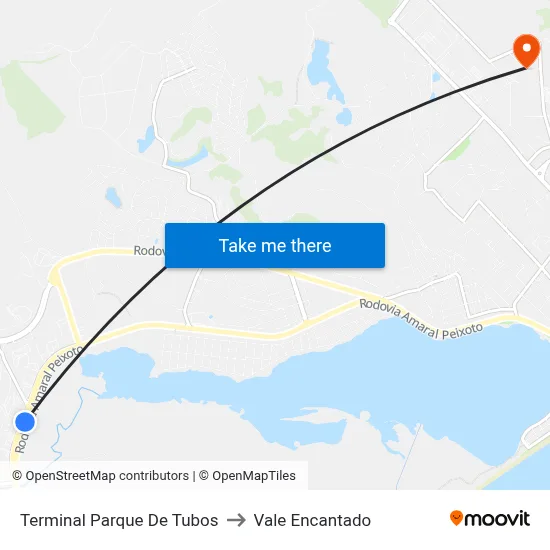 Terminal Parque De Tubos to Vale Encantado map