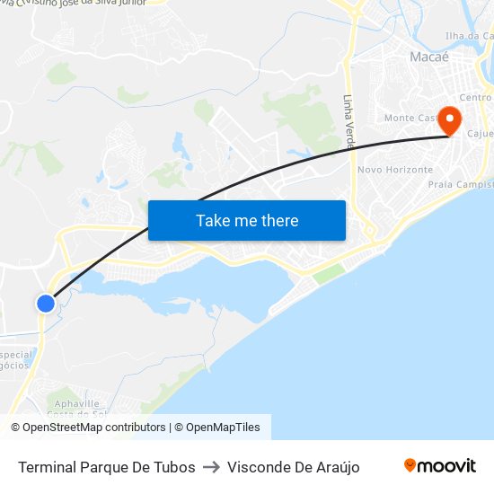 Terminal Parque De Tubos to Visconde De Araújo map