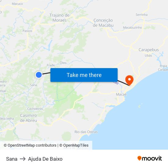 Sana to Ajuda De Baixo map