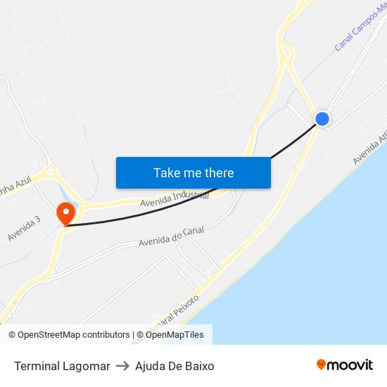 Terminal Lagomar to Ajuda De Baixo map