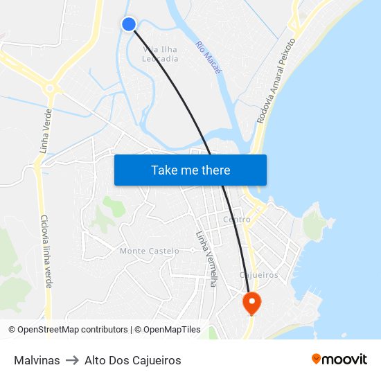 Malvinas to Alto Dos Cajueiros map
