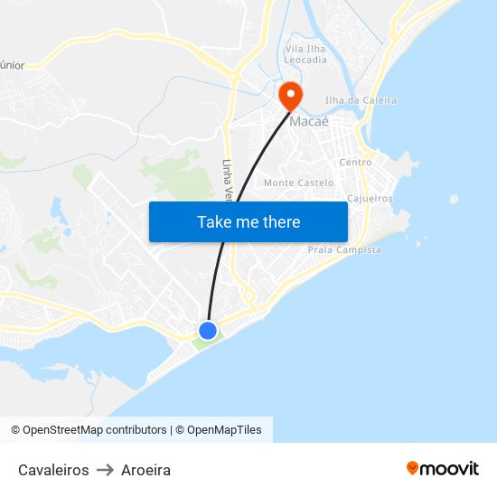 Cavaleiros to Aroeira map