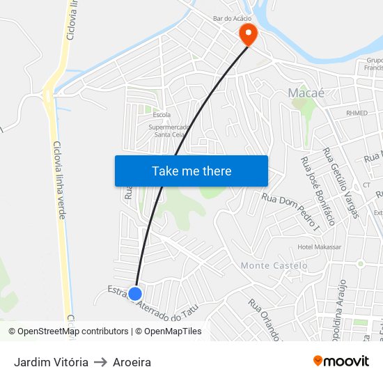 Jardim Vitória to Aroeira map