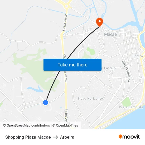 Shopping Plaza Macaé to Aroeira map
