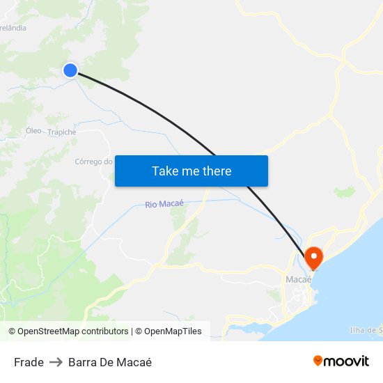 Frade to Barra De Macaé map