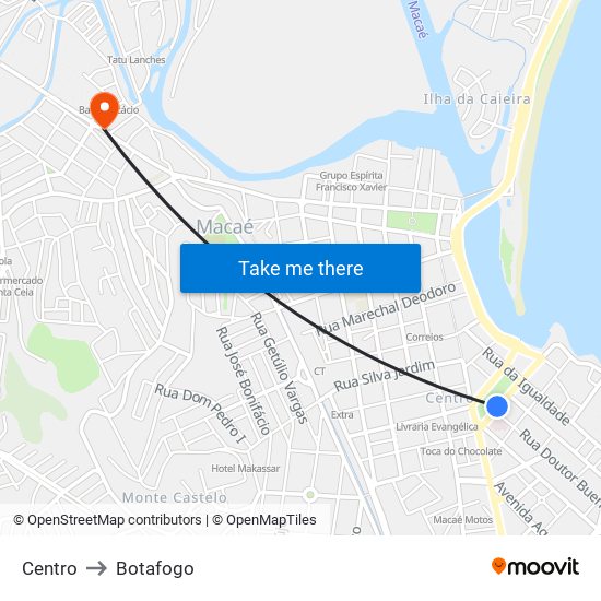 Centro to Botafogo map