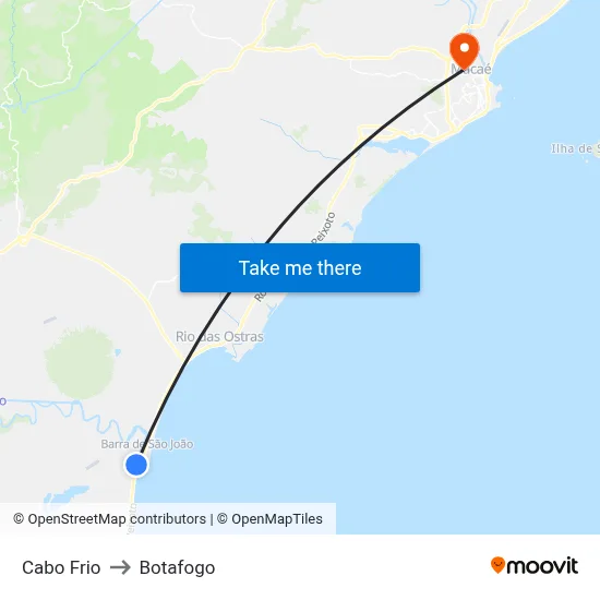 Cabo Frio to Botafogo map