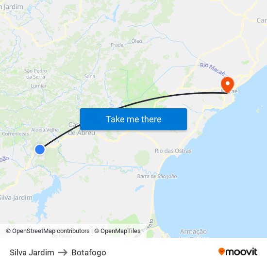 Silva Jardim to Botafogo map