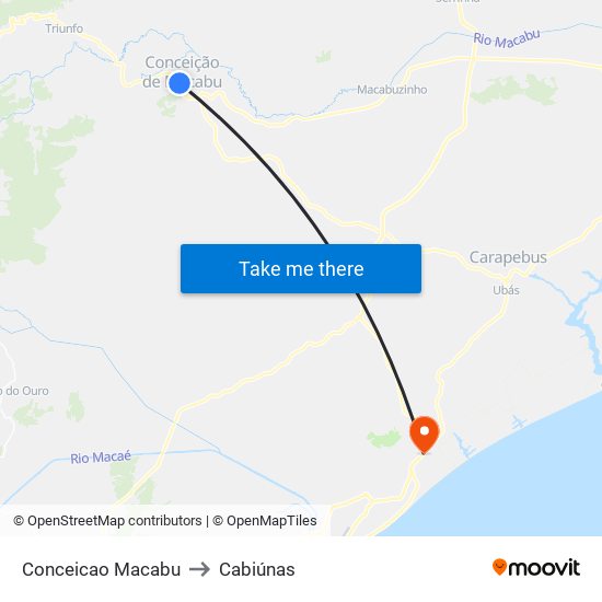 Conceicao Macabu to Cabiúnas map