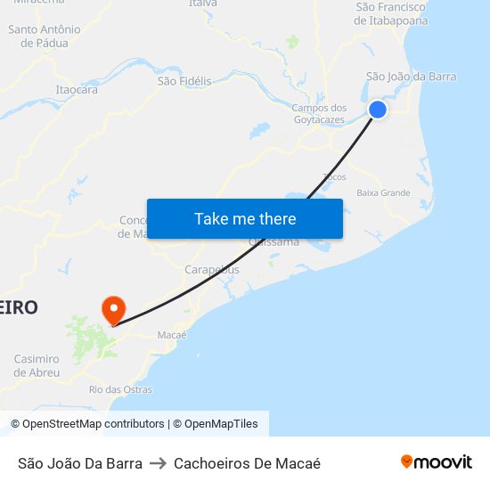 São João Da Barra to Cachoeiros De Macaé map