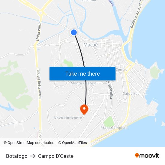 Botafogo to Campo D'Oeste map