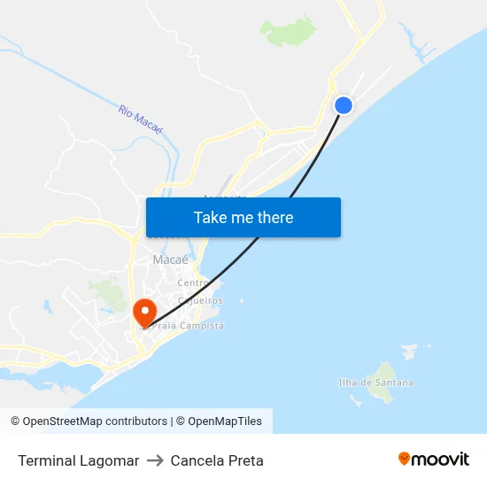 Terminal Lagomar to Cancela Preta map
