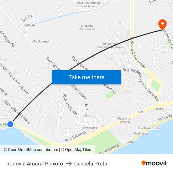 Rodovia Amaral Peixoto to Cancela Preta map