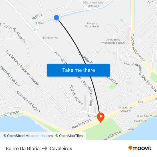 Bairro Da Glória to Cavaleiros map