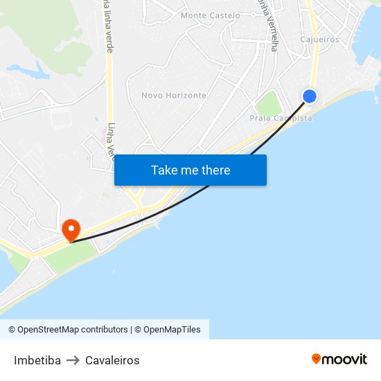 Imbetiba to Cavaleiros map