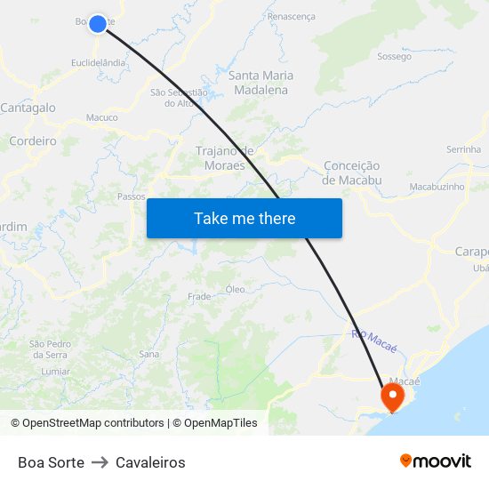 Boa Sorte to Cavaleiros map