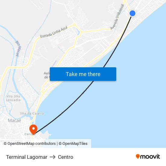 Terminal Lagomar to Centro map