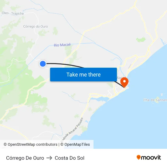 Córrego De Ouro to Costa Do Sol map
