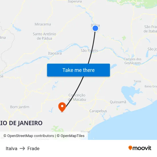 Italva to Frade map