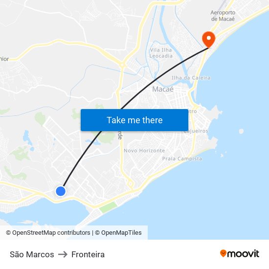 São Marcos to Fronteira map